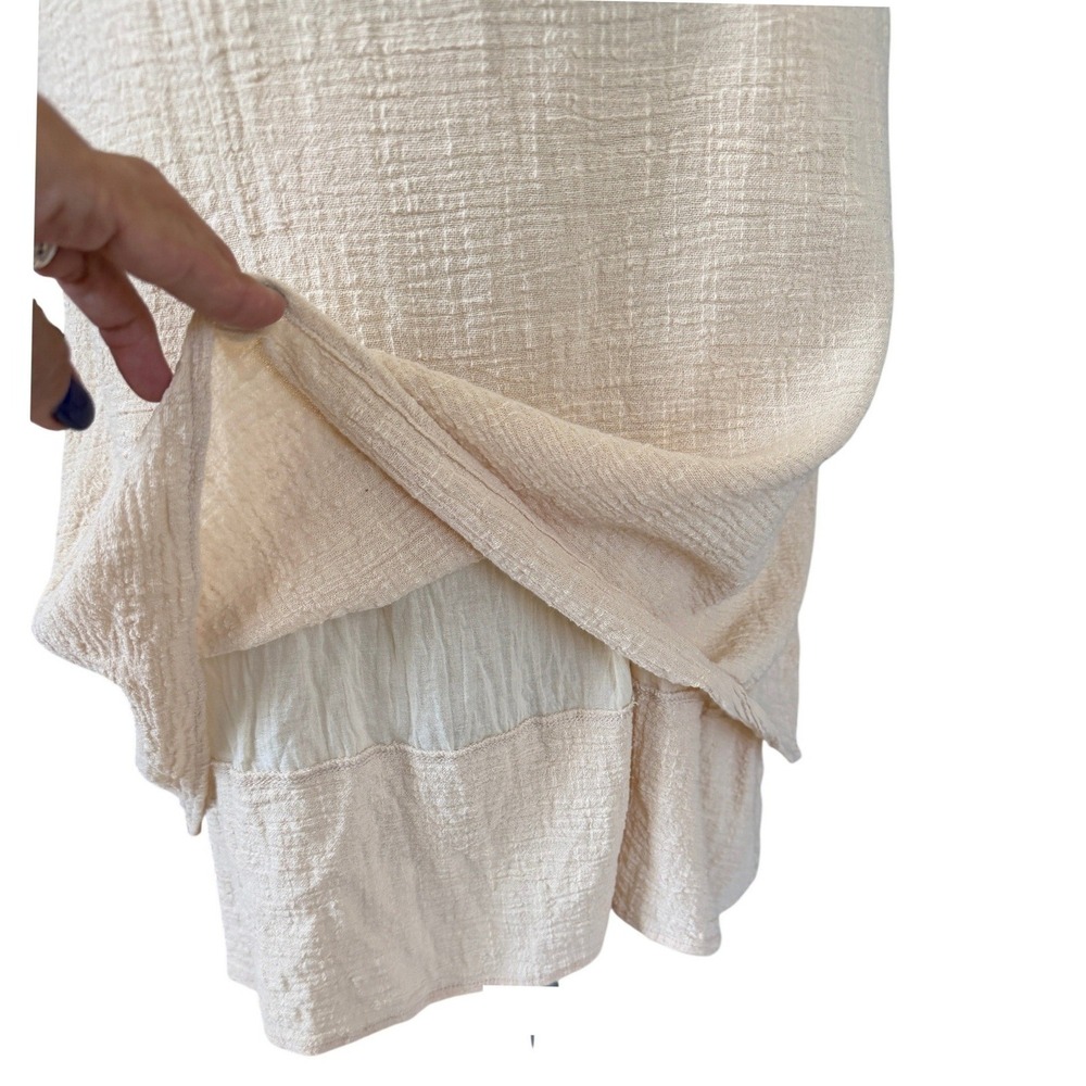 Artisan Japanese Linen Textured Sleeveless Midi Dress Natural Minimalist Tie M - Picture 11 of 11